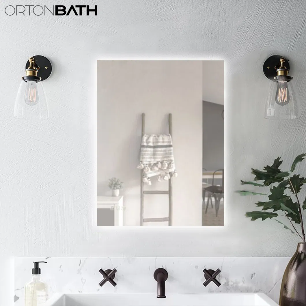 Ortonbath Round Bathroom Bath Wall Decor Decorative LED Acrylic Mirror Light Full Length Glass Mirrors