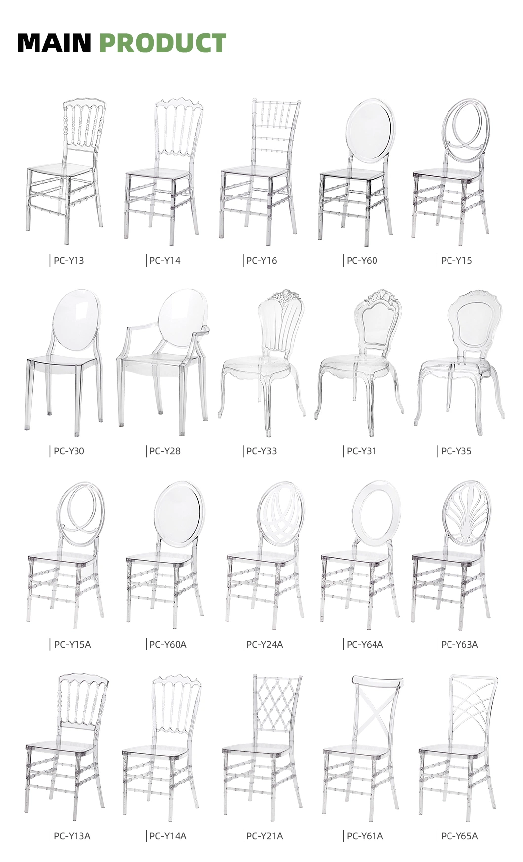 Clear Transparent Stackable PC Plastic Resin Acrylic Ghost Party Event Dining Banquet Wedding Chairs