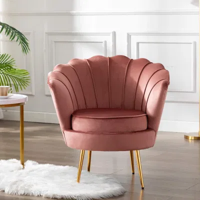 Cadeira de lazer de luxo clássica confortável Shell Pink Velvet Accent Chairs Cadeiras de sofá